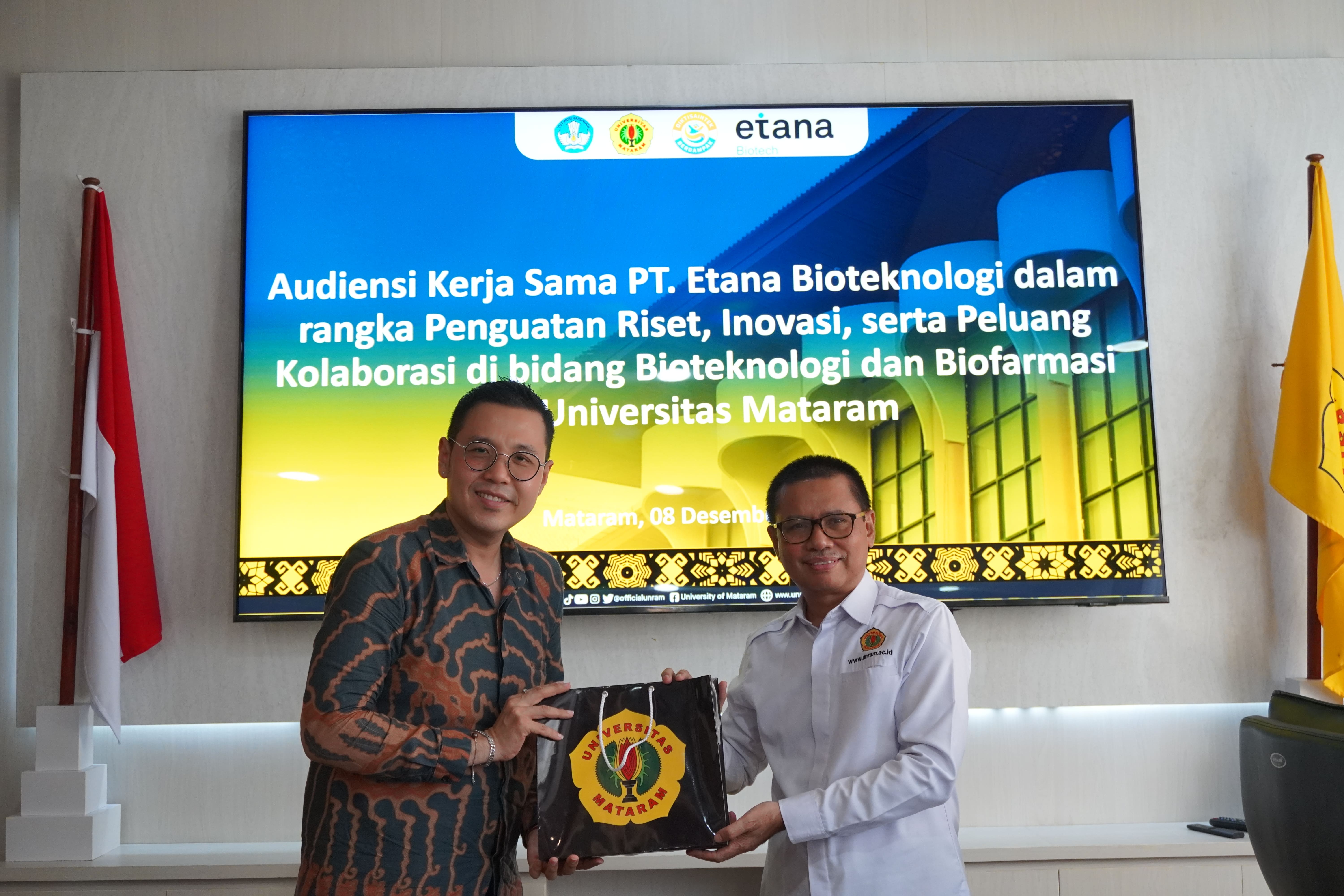 Universitas Mataram Terima Audiensi PT Etana Bioteknologi dalam Rangka Penguatan Riset, Inovasi, serta Peluang Kolaborasi Bioteknologi dan Biofarmasi